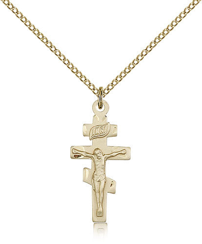 Gold Filled Crucifix Medal with Chain Pendant