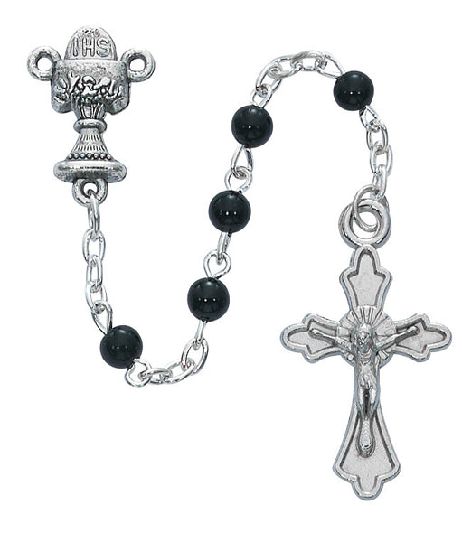Mcvan 808SF 6 mm Filigree Metal Cross Rosary Set - Silver